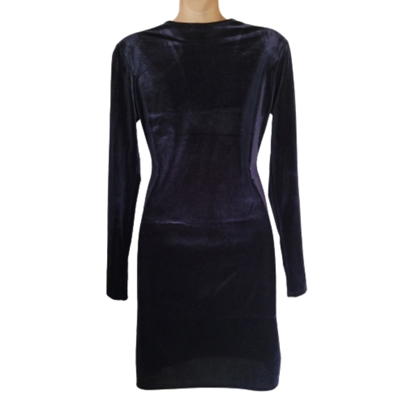Forever 21 Black Deep V-Neck Velvet Bodycon Dress Size Women's Medium - Picture 2 of 11